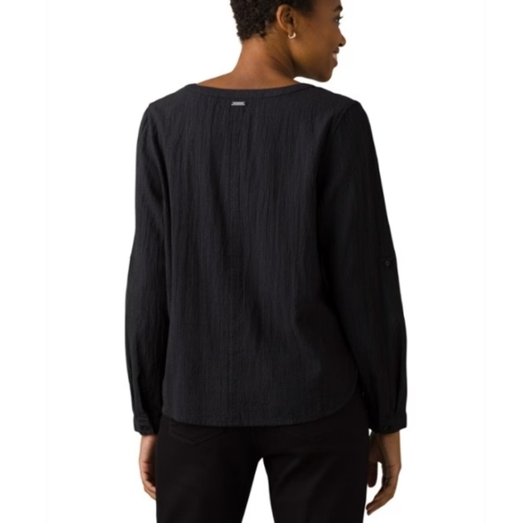 NWT PRANA Katya Lightweight Organic Cotton Long Sleeve Top Black Small - Picture 3 of 6